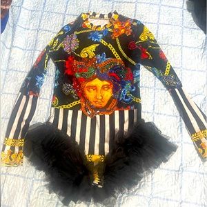 Open leg grilled Onesie ...great for performances can be worn with stockings